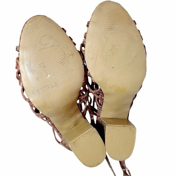 Anthropologie Miss Albright Ankle Wrap Strap Boho Sandals Blush Leather Size 6.5 - Picture 15 of 16